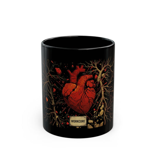 Anatomical WorkCore Heart Black Mug — Gothic Medical Art Coffee Cup (11oz/15oz)